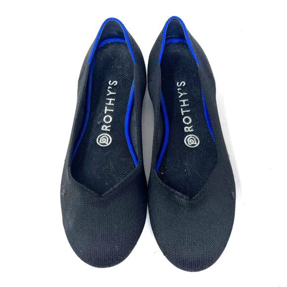 Rothys Flat Black Knit Ballet Round Toe Travel Comfort Shoe Womens Size 8 - Picture 3 of 12